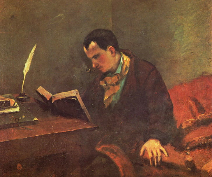 Charles Baudelaire, Seni Klasik, Gustave Courbet, Lukisan Minyak, Penyair, Pipa Merokok, Wallpaper HD