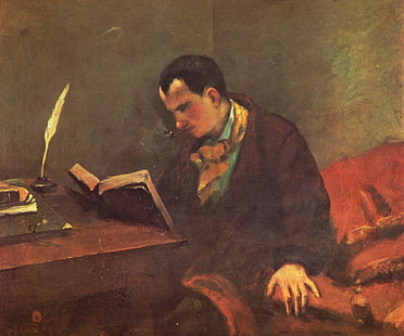 Gustave Courbet, art classique, peinture à l'huile, Charles Baudelaire, pipe à fumer, poètes, Fond d'écran HD HD wallpaper
