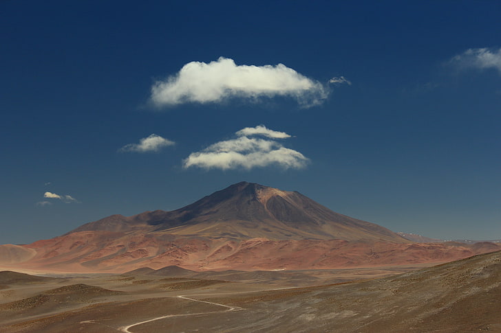 biało-czerwone malarstwo abstrakcyjne, góry, chmury, niebo, natura, Tapety HD
