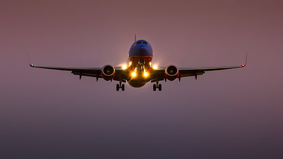 pesawat abu-abu, penerbangan, pesawat, boeing 737-700, Wallpaper HD HD wallpaper