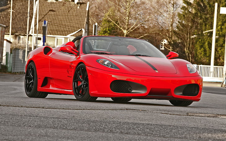 Ferrari, F430, Ferrari F430 Scuderia, паук, суперкар, красные машины, HD обои