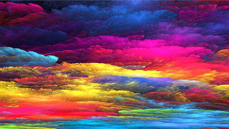 regnbåge, konst, färgglad himmel, stil, målning, design, färger, palett, konstverk, konstnärlig, akrylfärg, abstrakt, moln, HD tapet