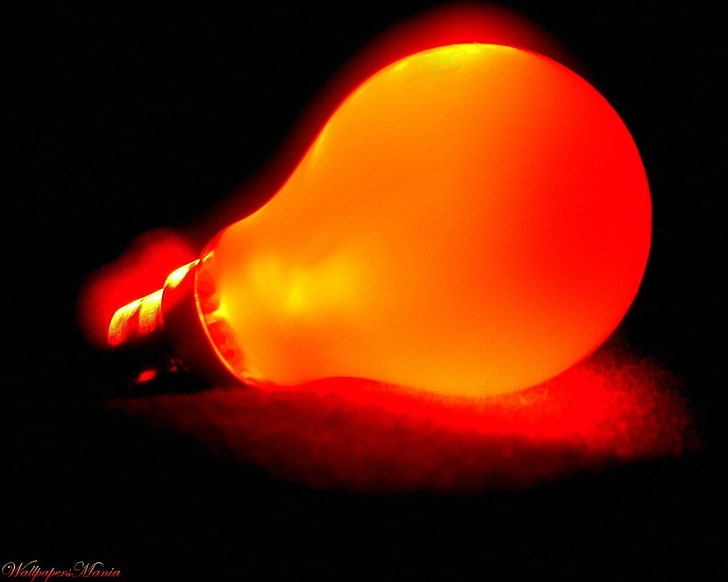 red incandescent bulb, light, darkness, Light bulb, HD wallpaper