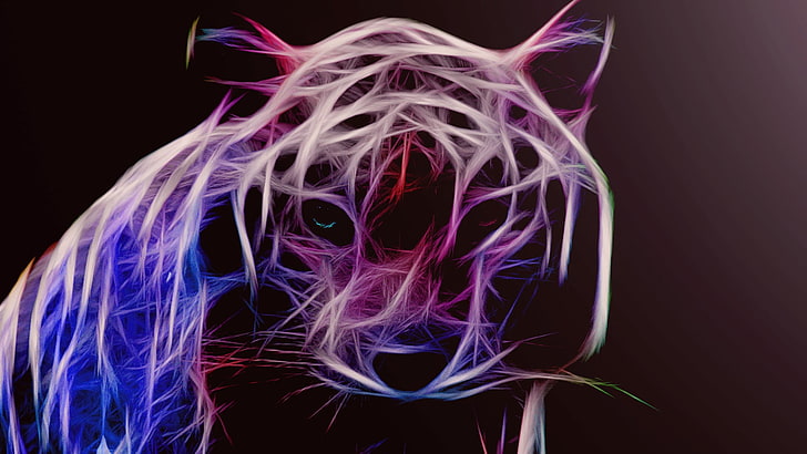 Sibirischer Tiger, Rot, Chrom, Tiger, Fractalius, HD-Hintergrundbild