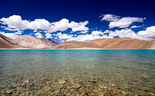 Laghi, lago Pangong, Cina, Himalaya, India, Tibet, Sfondo HD HD wallpaper