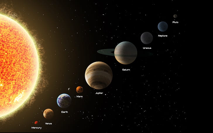 Скачать обои Юпитер, Сатурн, Уран, Нептун, Земля, Венера, Космос в разрешении 2560 × 1600, HD обои