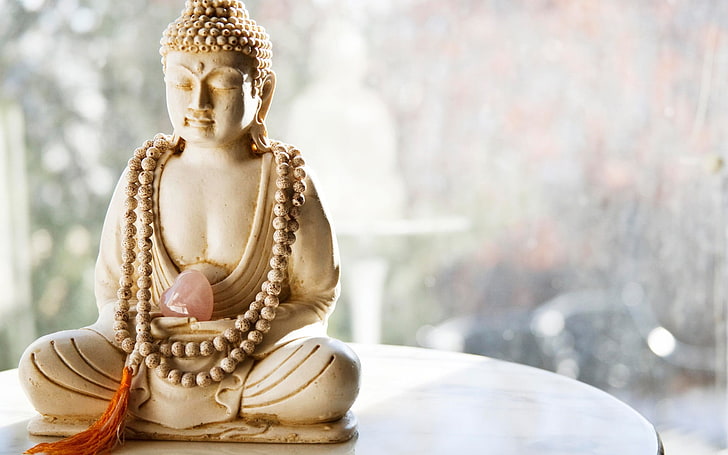 керамическая статуэтка Будды Гаутамы, Будда, медитация, духовность, буддизм, религия, HD обои