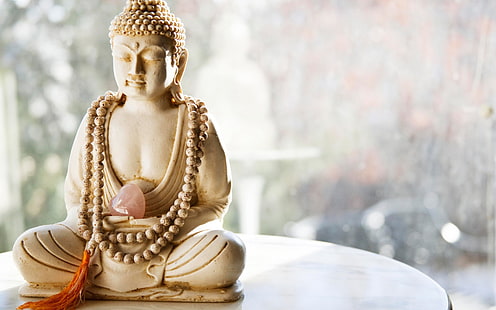 ceramic Gautama Buddha figurine, Buddha, meditation, spiritual, Buddhism, religion, HD wallpaper HD wallpaper