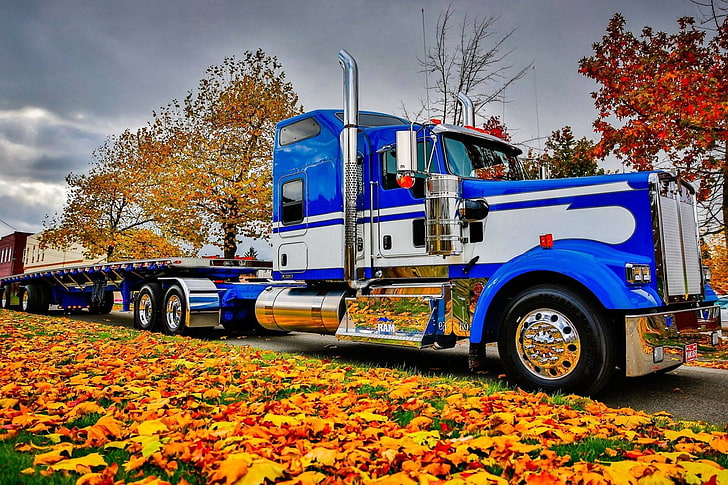 Trucks, Kenworth, Fall, Truck, HD wallpaper