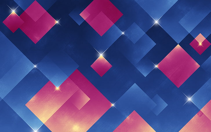 wallpaper digital biru dan merah muda, abstrak, Wallpaper HD