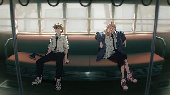 аниме, Человек с бензопилой, Макима (Человек с бензопилой), Денджи (Человек с бензопилой), HD обои HD wallpaper
