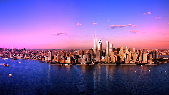 Pemandangan kota yang luas, ilustrasi bangunan, Luas, Kota, Pemandangan, Wallpaper HD HD wallpaper