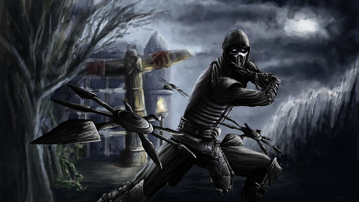 digital art, Mortal Kombat, Ninjas, Noob Saibot, HD wallpaper