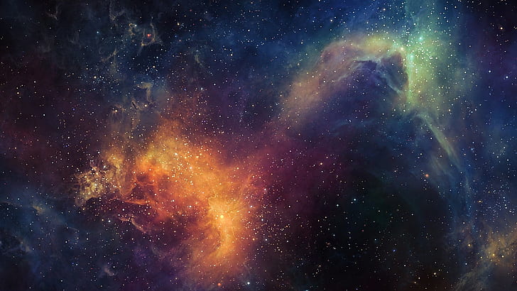 penuh warna, nebula, luar angkasa, TylerCreatesWorlds, Wallpaper HD