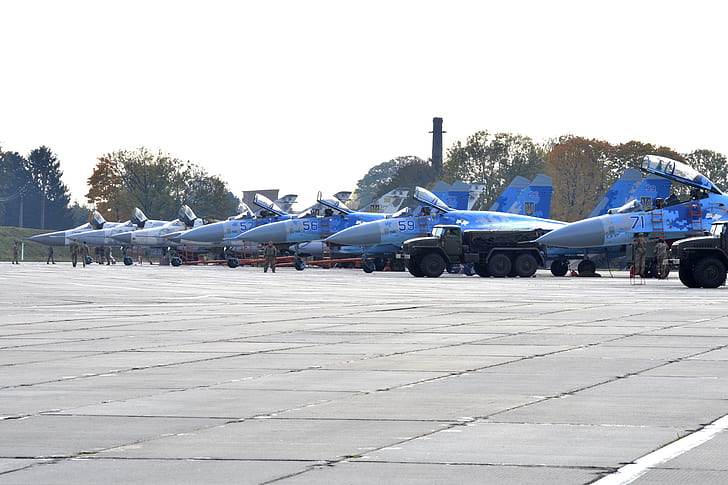 Ukraina, Su-27, Su-24MR, Su-27UB, Su-24M, ukrainsk flygvapen, HD tapet