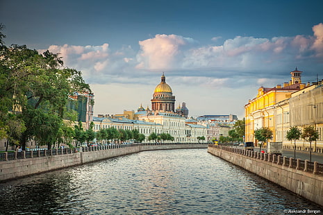 水域、ロシア、プロムナード、ピーター、サンクトペテルブルク、サンクトペテルブルク、アレクサンドルベルガン、 HDデスクトップの壁紙 HD wallpaper