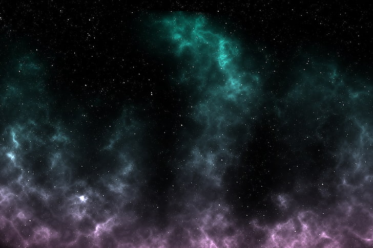 fond d'écran numérique vert et violet, étoiles, espace, univers, galaxie, nébuleuse, Fond d'écran HD