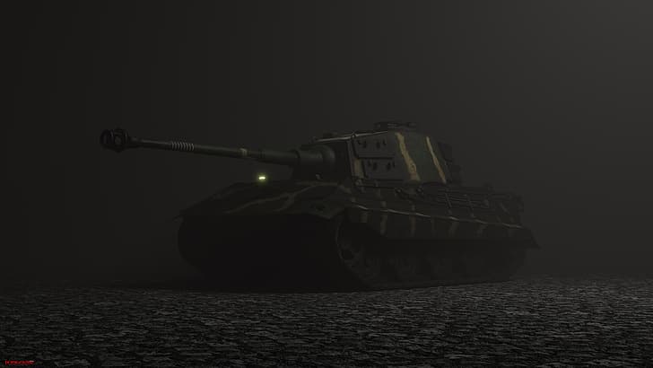 World War II, mist, lights, tank, Tiger II, HD wallpaper