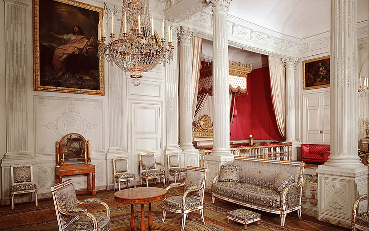 Versailles Palace Interior, istana, desain, desain interior, sofa, furnitur, Wallpaper HD