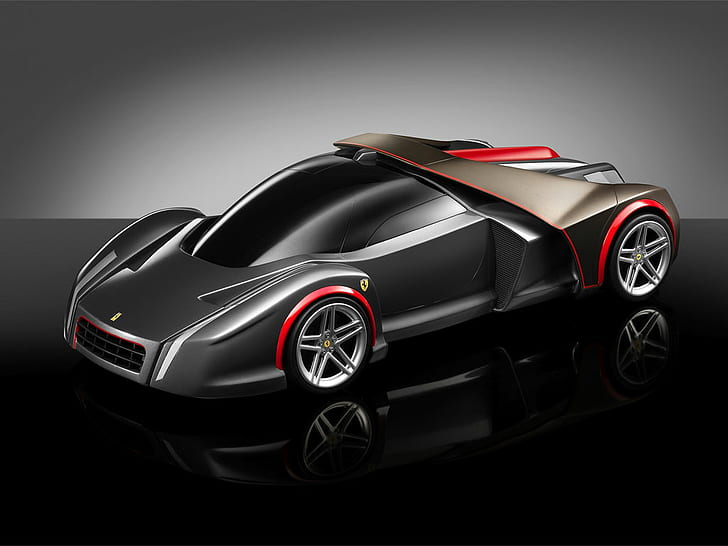 Ferrari Concept Grey Front, ferrari, concepts, cars, HD wallpaper