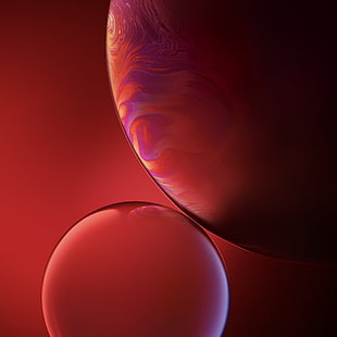 Bubbles, Red, iPhone XR, iOS 12, Stock, HD, HD wallpaper HD wallpaper