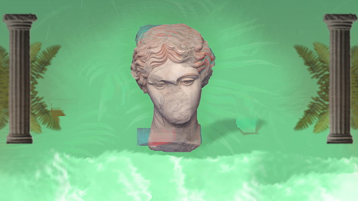 Dampfwelle, Statue, Glitch Art, HD-Hintergrundbild