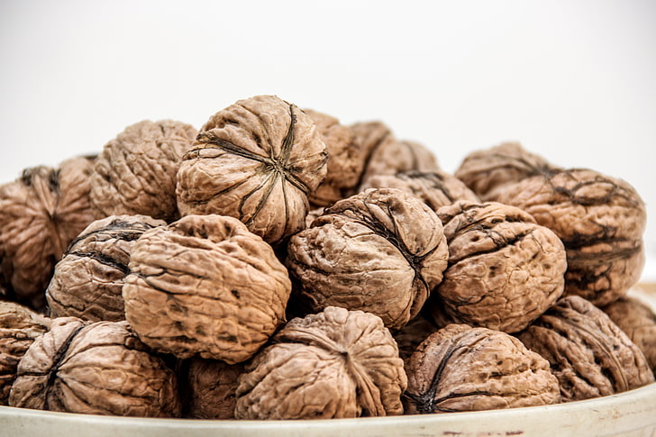 brown nuts, walnuts, shells, ripe, HD wallpaper