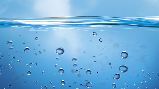 вода, пузыри, жидкость, цифровое искусство, HD обои HD wallpaper