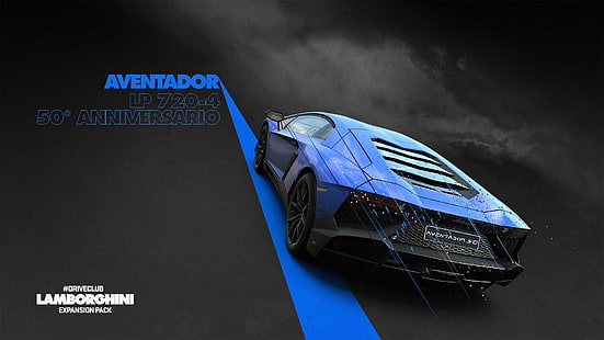 blå Lamborghini Aventador superbil, Lamborghini Aventador, Lamborghini, Driveclub, videospel, blå, bil, HD tapet HD wallpaper