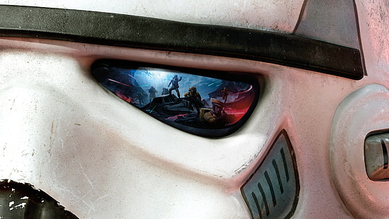 Star Wars Stormtrooper digital wallpaper, Star Wars: Battlefront, stormtrooper, closeup, battle, reflection, video games, HD wallpaper HD wallpaper
