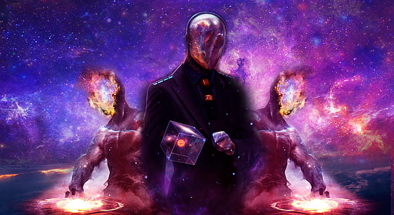 мъж в черен костюм дигитален тапет, галактика, вселена, богове, Последно стоящ човек: Книгата на убийците на ловец на глави, HD тапет HD wallpaper