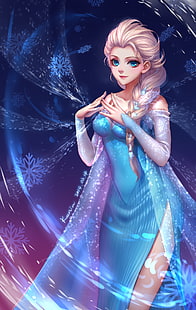 tecknad film, Frozen (film), Prinsessan Elsa, fan art, HD tapet HD wallpaper