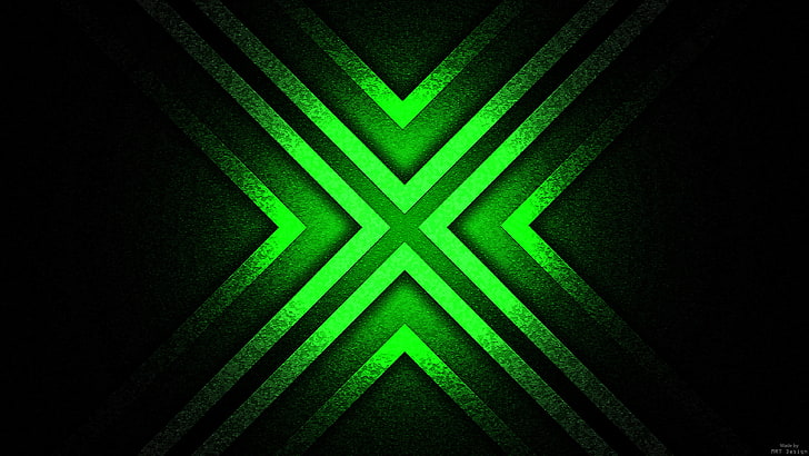 黒と緑のXパターン装飾、抽象、 HDデスクトップの壁紙