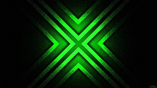 black and green X-pattern decor, abstract, HD wallpaper HD wallpaper