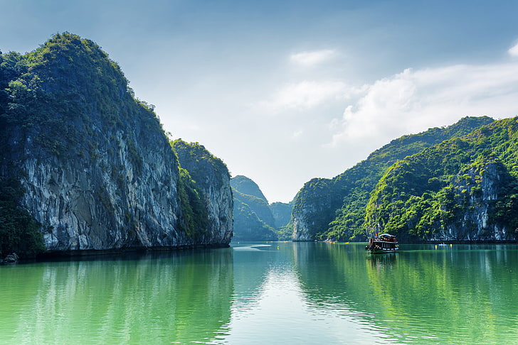 Ha Long Bay, Wietnam, Natura, Morze, Skała, Zatoka, Wietnam, Zatoka Halong, Tapety HD