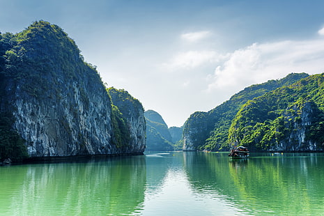 Baie d'Ha Long, Vietnam, Nature, Mer, Rock, Baie, Vietnam, Baie d'Halong, Fond d'écran HD HD wallpaper