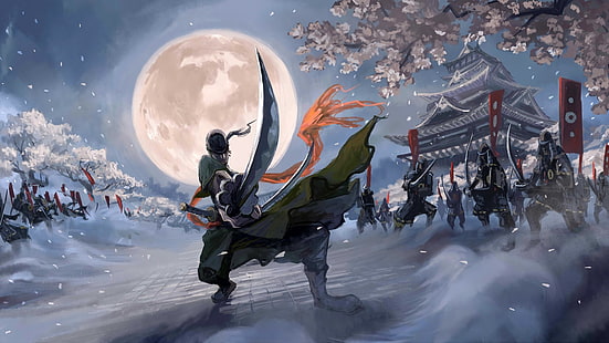 wallpaper digital samurai, Anime, One Piece, Zoro Roronoa, Wallpaper HD HD wallpaper