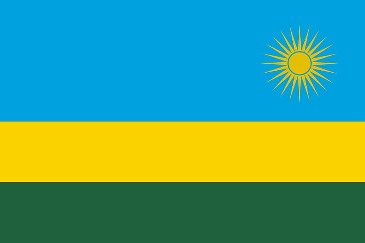Rwa Flag, yellow, rwanda, africa, blue, green, flag, 3d and abstract, HD wallpaper