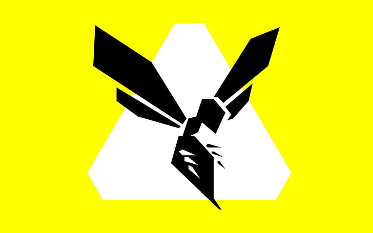 ilustração do logotipo em amarelo, preto e branco, BlackLight: Retribution, videogame, HD papel de parede