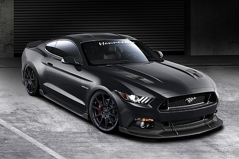 black Ford Mustang, Mustang, Ford, Front, Black, Hennessey, 2015, Hpe700, HD wallpaper HD wallpaper