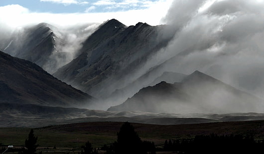 zdjęcie zadymionej góry w ciągu dnia, nz, nz, mgła, rano, NZ, zdjęcie, zadymiona góra, dzień, góry, świt, krajobraz, sceneria, sceniczny, Lumix Fz1000, domena publiczna, poświęcenie, CC0, geo tagged, flickr , kochanek, zdjęcia, góra, przyroda, krajobrazy, chmura - niebo, szczyt górski, na dworze, pasmo górskie, Tapety HD HD wallpaper