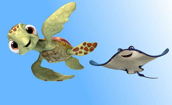 кино, Дисней, счастливый, Pixar, животные, море, океан, дизайн, вода, кино, дружба, кино, друзья, приключение, черепаха, скат, семья, копыто, Немо, В поисках Дори, дно океана, морское дно, морская черепаха,Сорисо, графическая анимация, HD обои