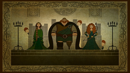 Movie, Brave, Brave (Movie), Elinor, Fergus, Merida (Brave), HD wallpaper HD wallpaper