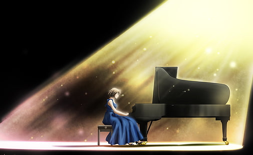 Nodame Cantabile, mujer tocando piano de cola, artístico, animado, Nodame, Cantabile, Fondo de pantalla HD HD wallpaper