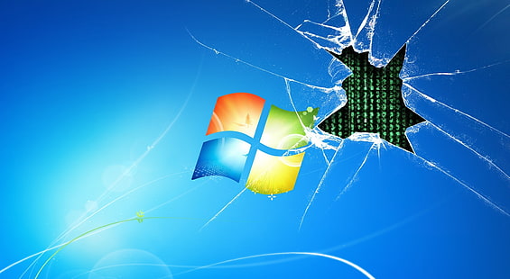 Matrix ha Windows 7, Windows, Windows Seven, Matrix, Windows 7, finestra rotta e rotta, Sfondo HD HD wallpaper