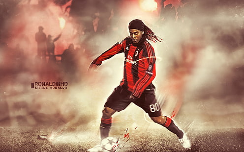 мъжки червен топ с дълги ръкави, Роналдиньо, футбол, керетаро, HD тапет HD wallpaper