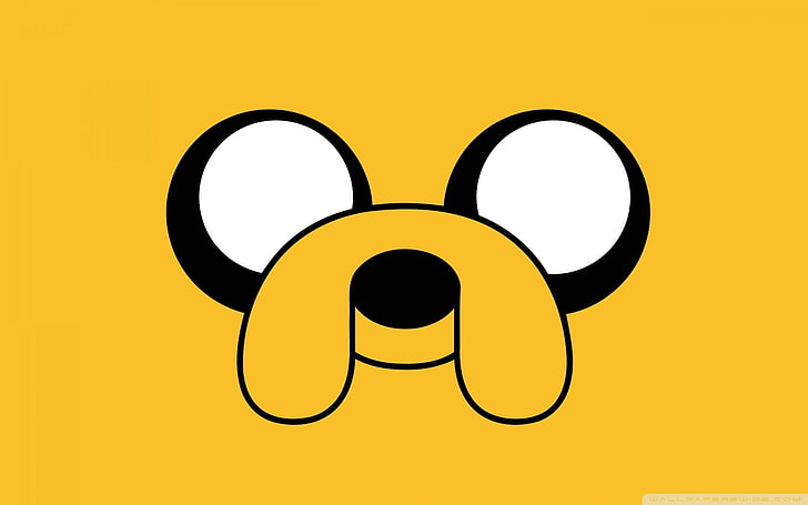 ilustrasi emoji hitam dan kuning, kuning, anjing, Jake, Adventure Time, Jake the Dog, Wallpaper HD