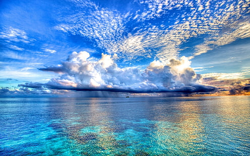 HDR Clouds Storm Ocean Island Rain HD ، طبيعة ، محيط ، غيوم ، مطر ، تقرير التنمية البشرية ، جزيرة ، عاصفة، خلفية HD HD wallpaper