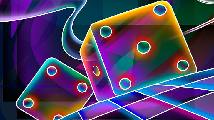 abstract, colorful, dice, neon, HD wallpaper