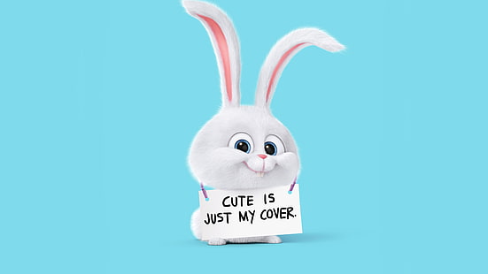 conejo blanco con lindo es solo mi ilustración de portada, La vida secreta de las mascotas, conejo, Mejores películas de animación de 2016, dibujos animados, Fondo de pantalla HD HD wallpaper